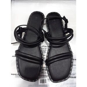 Cushionaire Women's Virgo flat sandal +Memory Foam Black 8.5